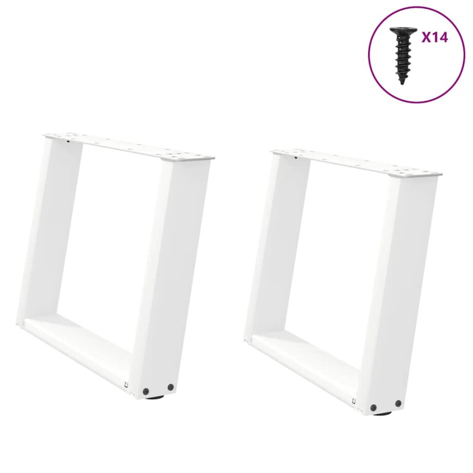vidaXL Salontafelpoten 2 st U-vormig 70x(42-43) cm staal wit afbeelding 1