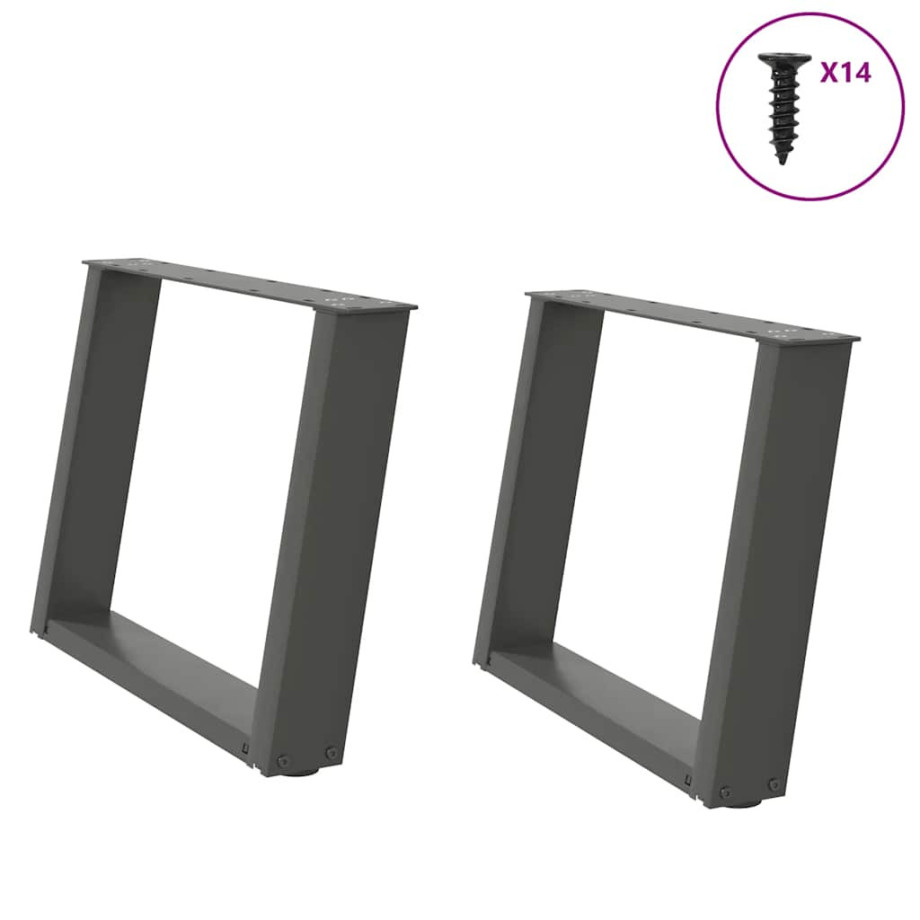 vidaXL Salontafelpoten 2 st U-vormig 70x(42-43) cm staal antraciet afbeelding 1