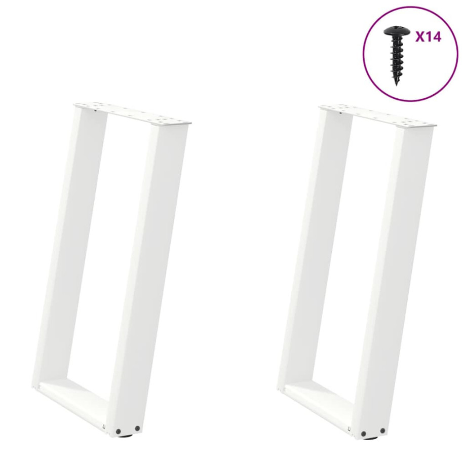 vidaXL Eettafelpoten 2 st U-vormig 50x(72-73) cm staal wit afbeelding 1