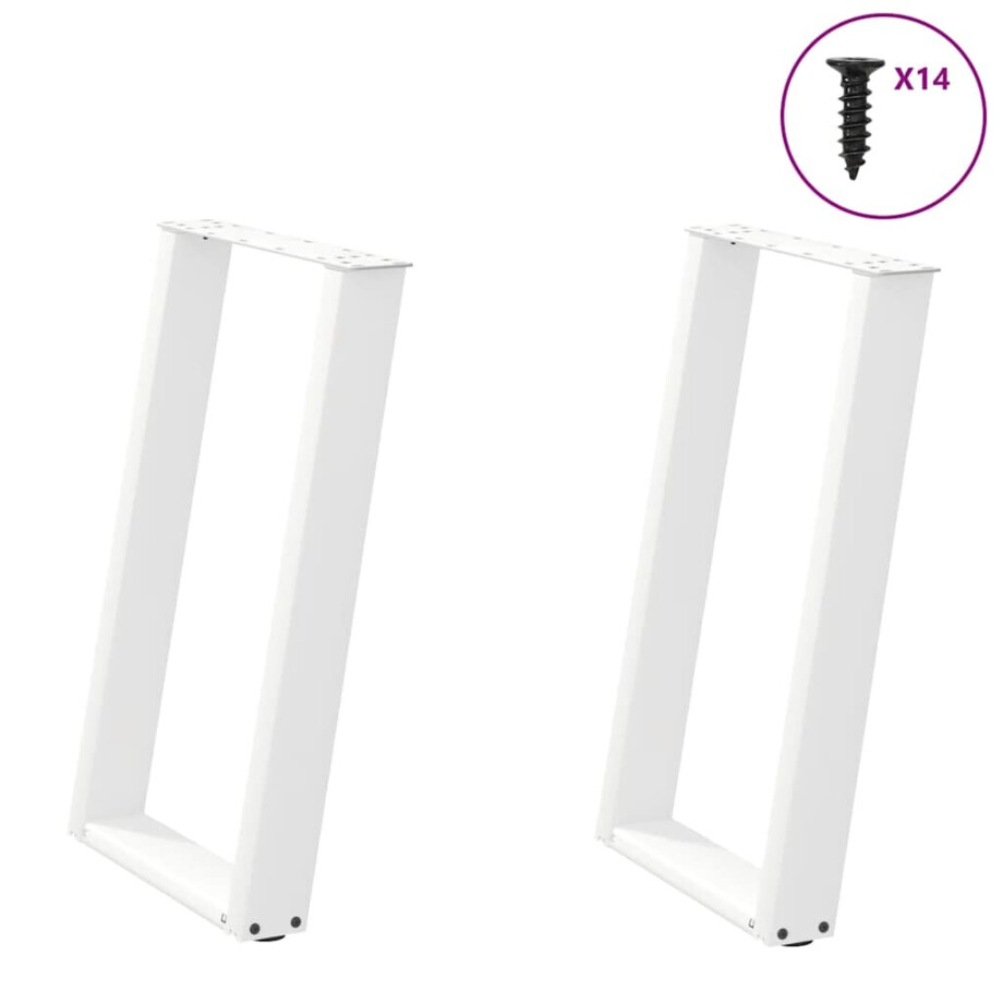 vidaXL Eettafelpoten 2 st U-vormig 60x(72-73) cm staal wit afbeelding 1