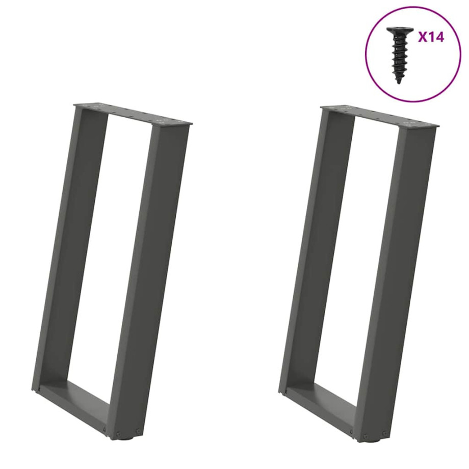 vidaXL Eettafelpoten 2 st U-vormig 60x(72-73) cm staal antraciet vidaXL Eettafelpoten 2 st U-vormig 60x(72-73) cm staal antraciet afbeelding 1
