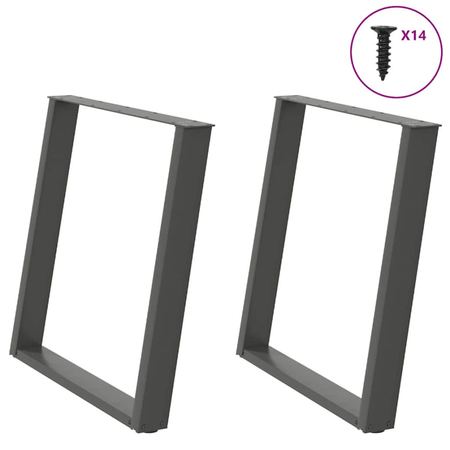 vidaXL Eettafelpoten 2 st U-vormig 70x(72-73) cm staal antraciet vidaXL Eettafelpoten 2 st U-vormig 70x(72-73) cm staal antraciet afbeelding 1