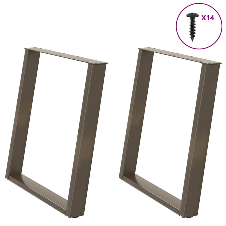 vidaXL Eettafelpoten 2 st U-vormig 80x(72-73) cm staal naturel afbeelding 1