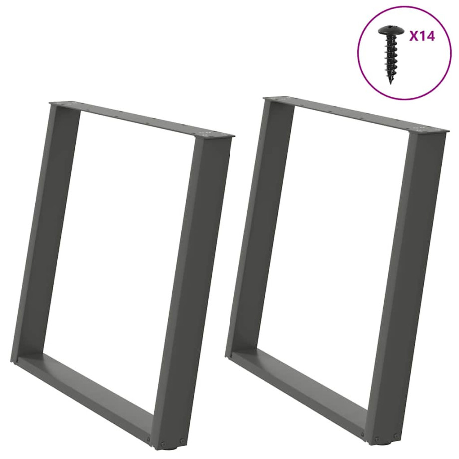 vidaXL Eettafelpoten 2 st U-vormig 90x(72-73) cm staal antraciet vidaXL Eettafelpoten 2 st U-vormig 90x(72-73) cm staal antraciet afbeelding 1