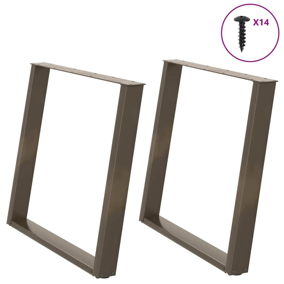 vidaXL Eettafelpoten 2 st U-vormig 90x(72-73) cm staal naturel afbeelding 1