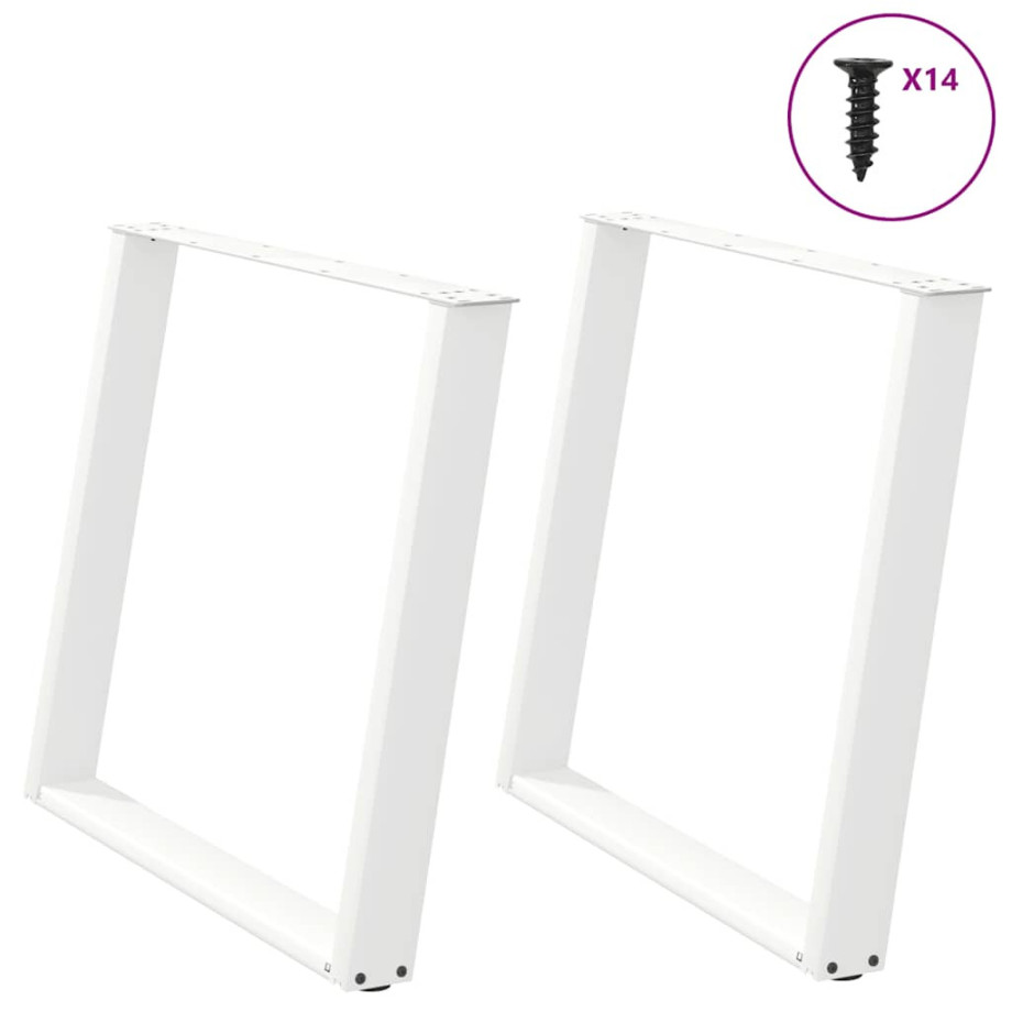 vidaXL Eettafelpoten 2 st U-vormig 100x(72-73) cm staal wit afbeelding 1