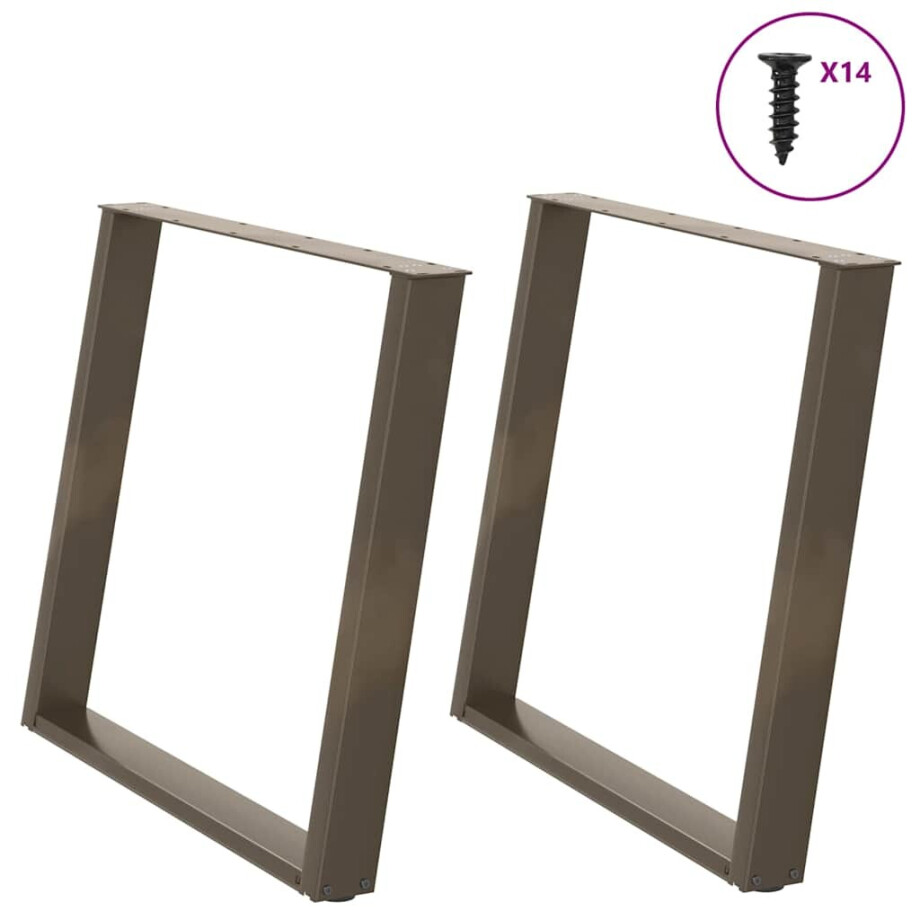 vidaXL Eettafelpoten 2 st U-vormig 100x(72-73) cm staal naturel afbeelding 1