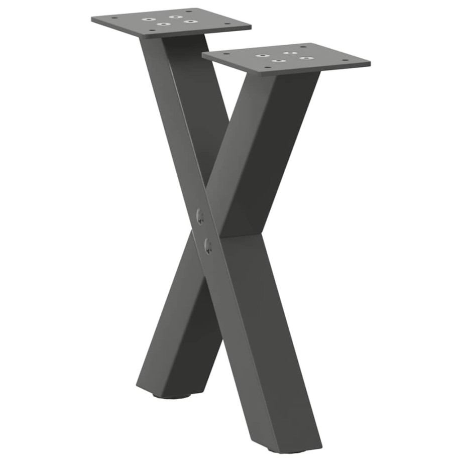 vidaXL Salontafelpoten 2 st X-vormig 37x(30-31) cm staal antraciet afbeelding 1