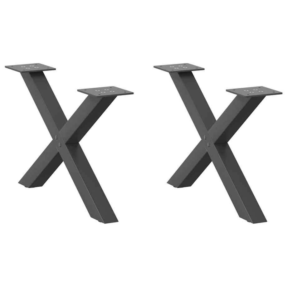 vidaXL Salontafelpoten 2 st X-vormig 50x(30-31) cm staal antraciet afbeelding 1