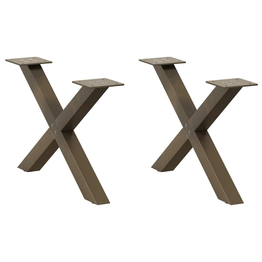 vidaXL Salontafelpoten 2 st X-vormig 50x(30-31) cm staal naturel afbeelding 1