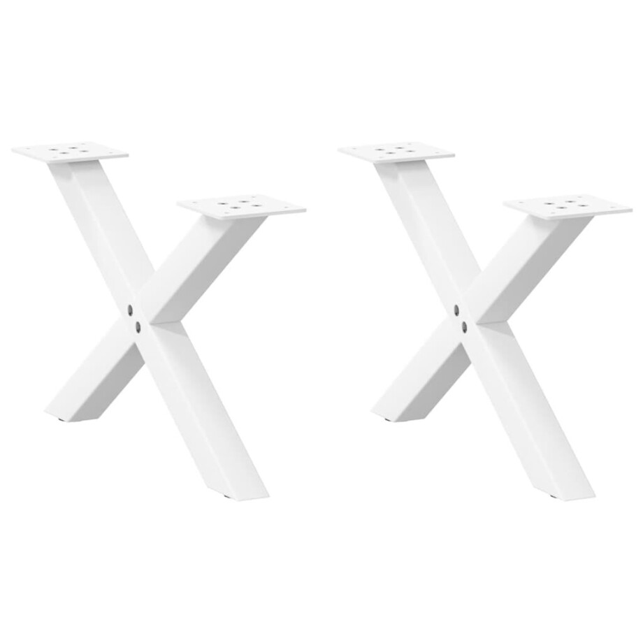 vidaXL Salontafelpoten 2 st X-vormig 60x(30-31) cm staal wit afbeelding 1