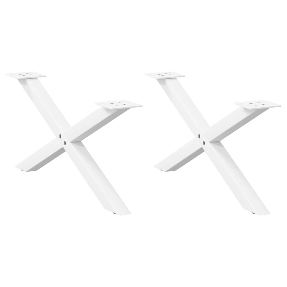 vidaXL Salontafelpoten 2 st X-vormig 70x(30-31) cm staal wit afbeelding 1