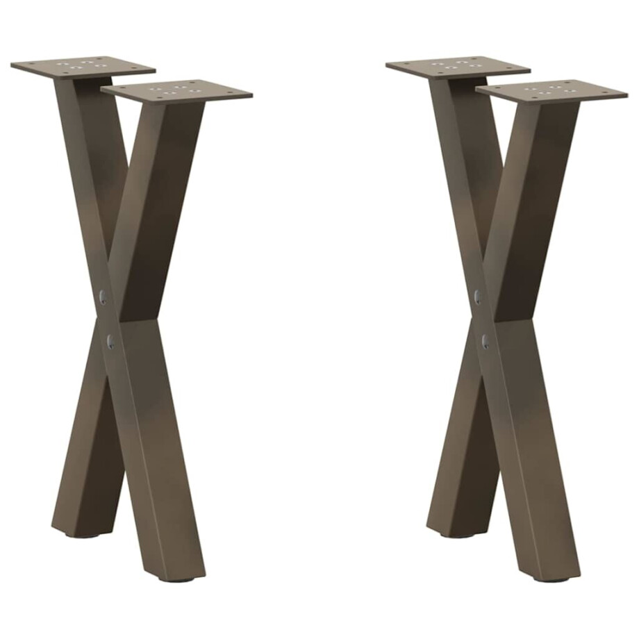 vidaXL Salontafelpoten 2 st X-vormig 28x(42-43) cm staal naturel afbeelding 1