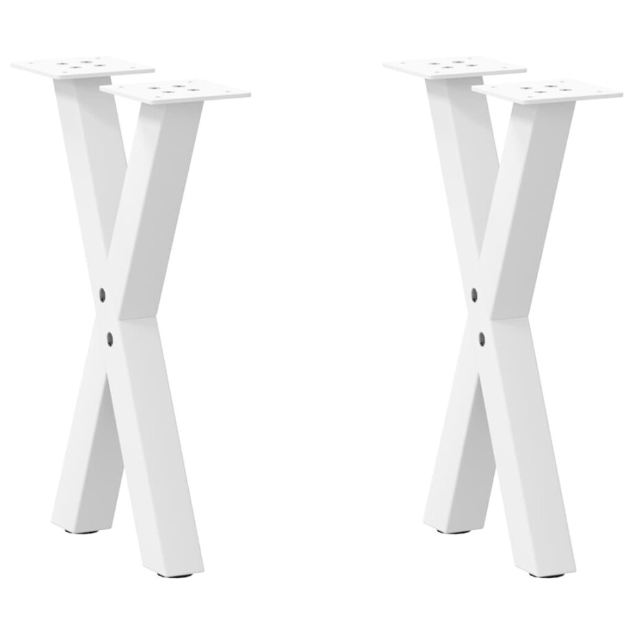 vidaXL Salontafelpoten 2 st X-vormig 38x(42-43) cm staal wit afbeelding 1