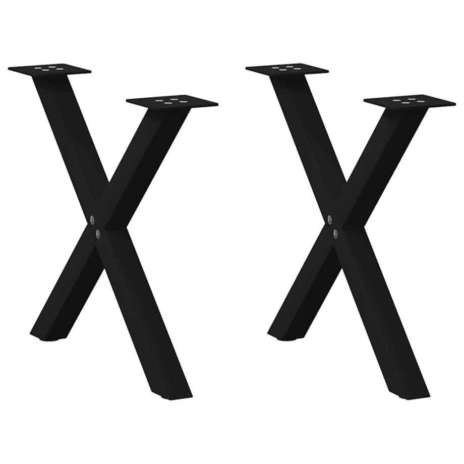 vidaXL Salontafelpoten 2 st X-vormig 50x(42-43) cm staal zwart afbeelding 1