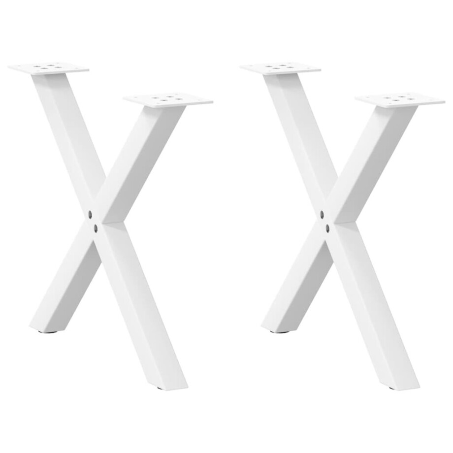 vidaXL Salontafelpoten 2 st X-vormig 50x(42-43) cm staal wit afbeelding 1