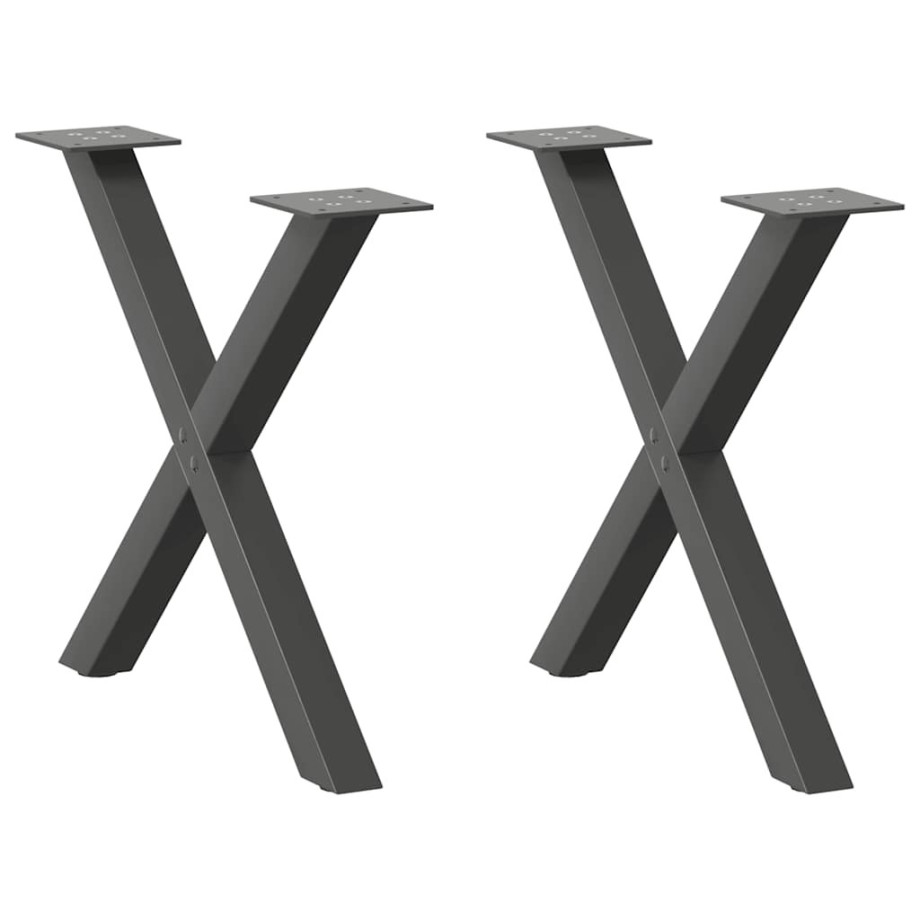 vidaXL Salontafelpoten 2 st X-vormig 50x(42-43) cm staal antraciet afbeelding 1