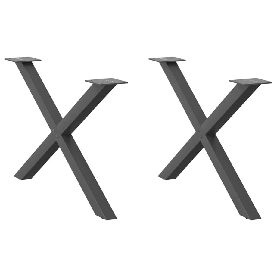 vidaXL Salontafelpoten 2 st X-vormig 70x(42-43) cm staal antraciet afbeelding 1