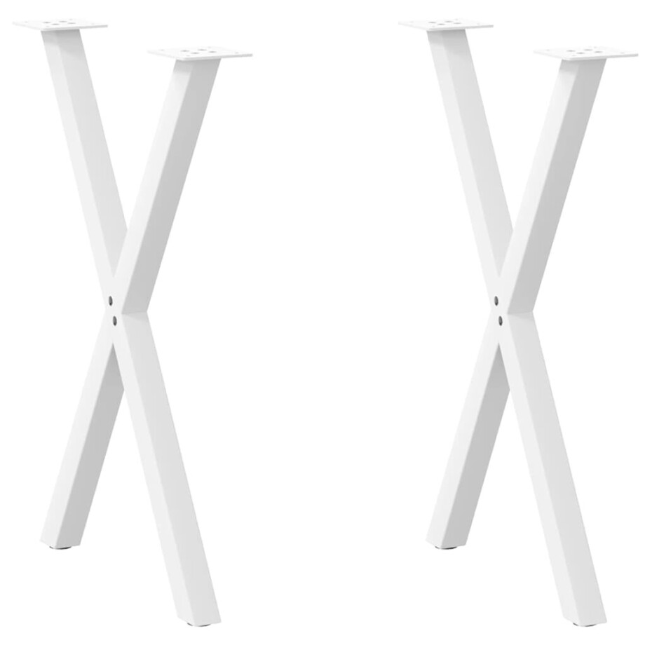vidaXL Eettafelpoten 2 st X-vormig 50x(72-73) cm staal wit afbeelding 1