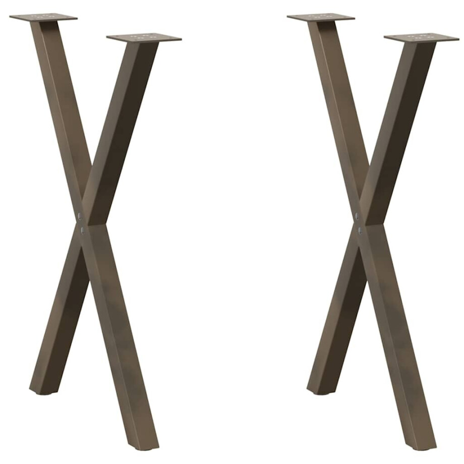 vidaXL Eettafelpoten 2 st X-vormig 50x(72-73) cm staal naturel afbeelding 1