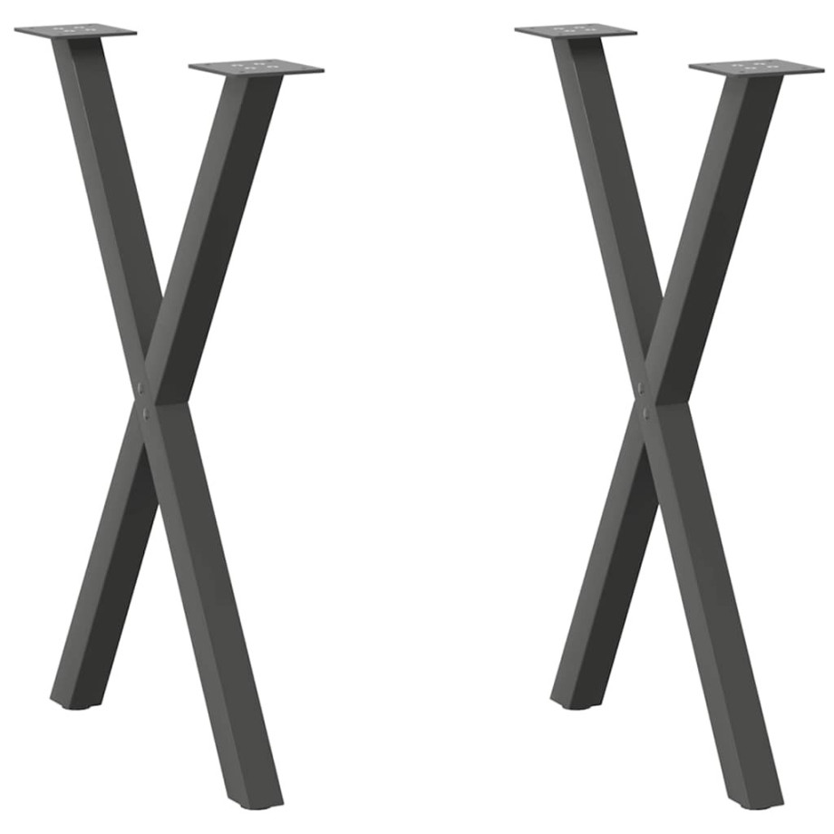 vidaXL Eettafelpoten 2 st X-vormig 57x(72-73) cm staal antraciet afbeelding 1