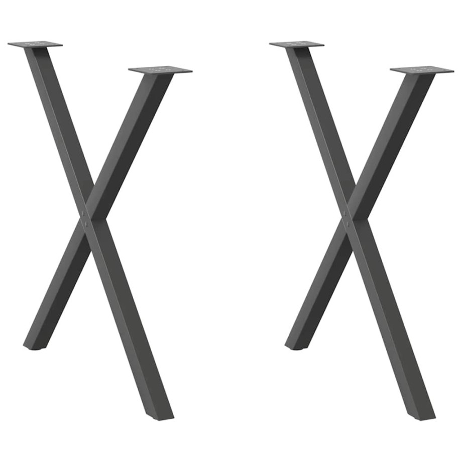 vidaXL Eettafelpoten 2 st X-vormig 70x(72-73) cm staal antraciet afbeelding 1