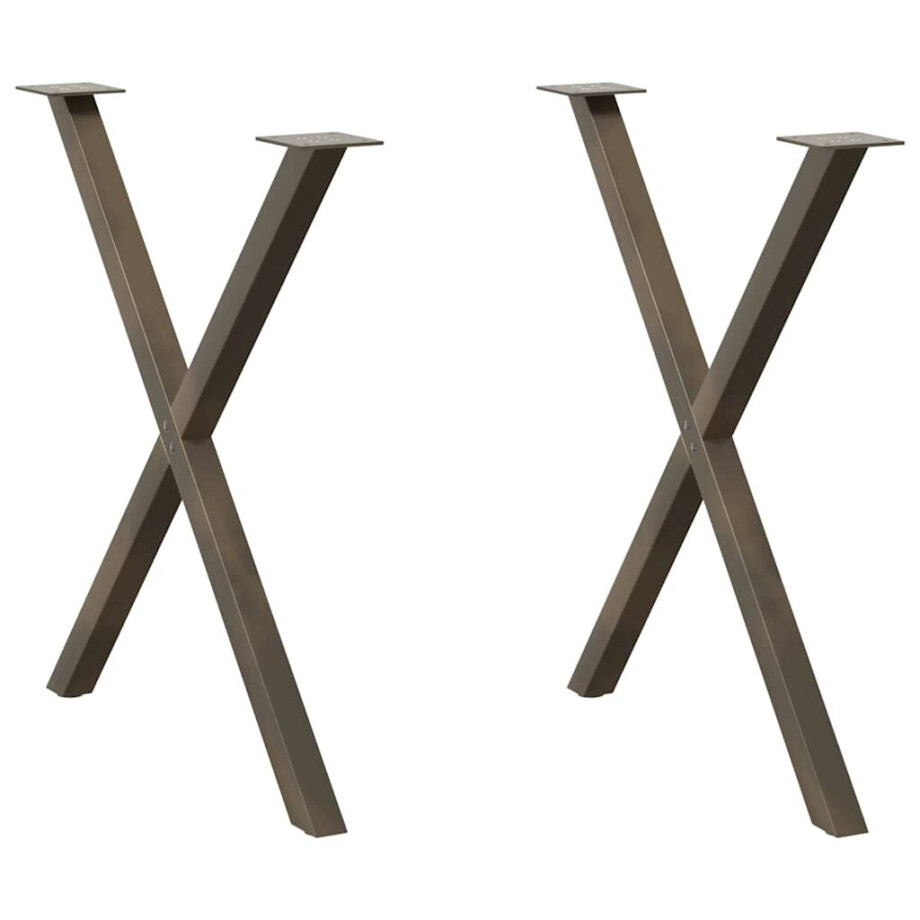 vidaXL Eettafelpoten 2 st X-vormig 70x(72-73) cm staal naturel afbeelding 1