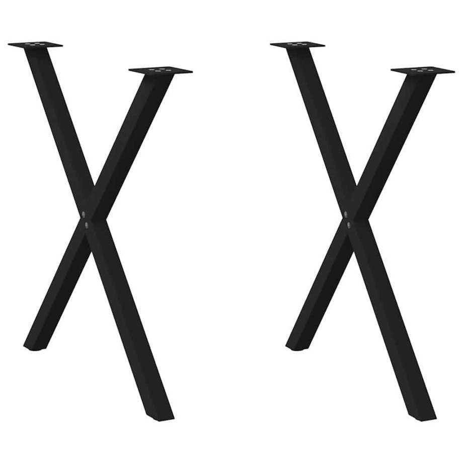 vidaXL Eettafelpoten 2 st X-vormig 80x(72-73) cm staal zwart afbeelding 1