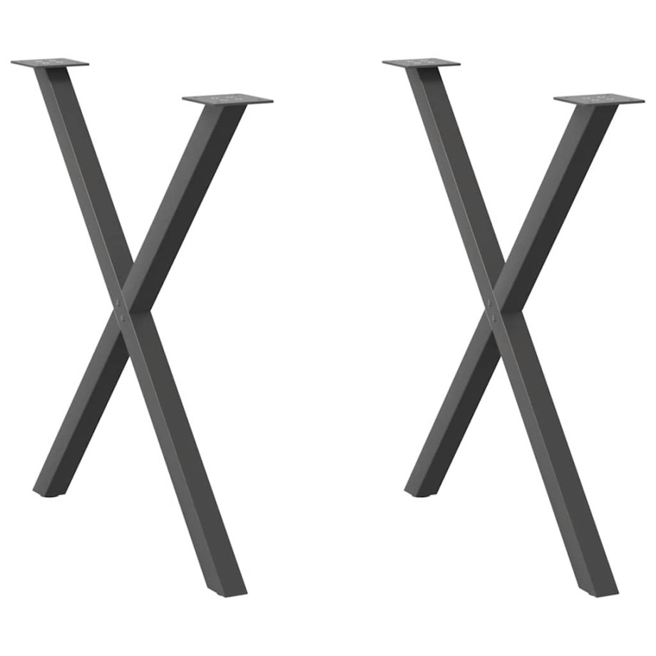 vidaXL Eettafelpoten 2 st X-vormig 80x(72-73) cm staal antraciet afbeelding 1