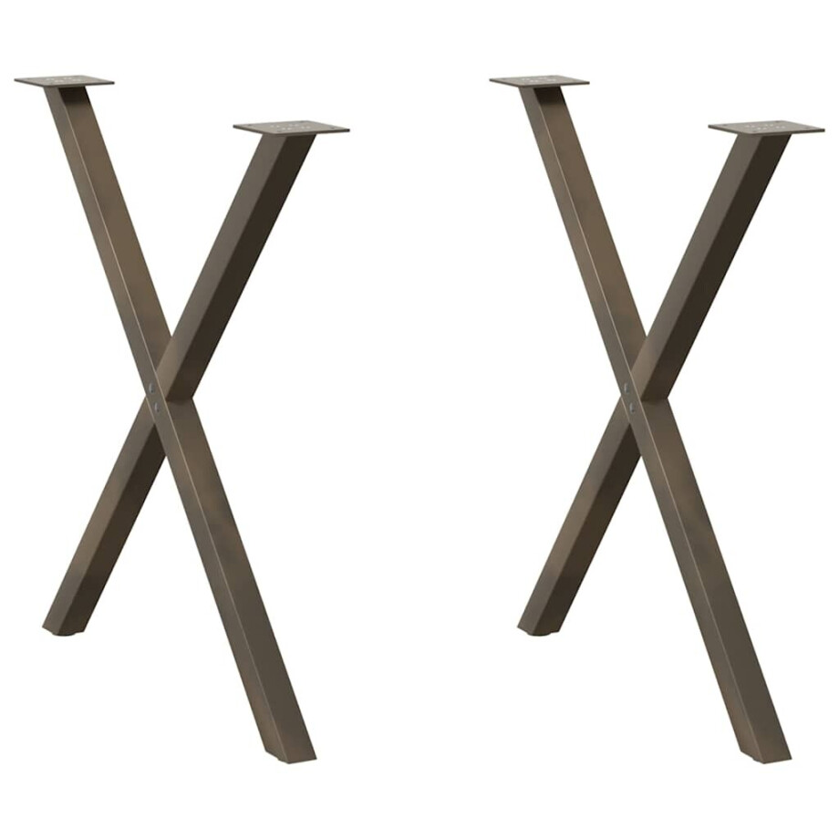 vidaXL Eettafelpoten 2 st X-vormig 80x(72-73) cm staal naturel afbeelding 1