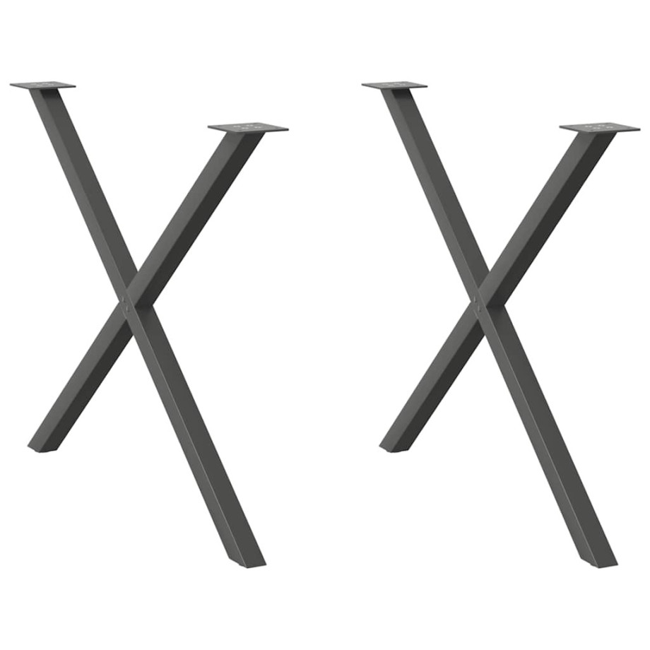 vidaXL Eettafelpoten 2 st X-vormig 90x(72-73) cm staal antraciet afbeelding 1