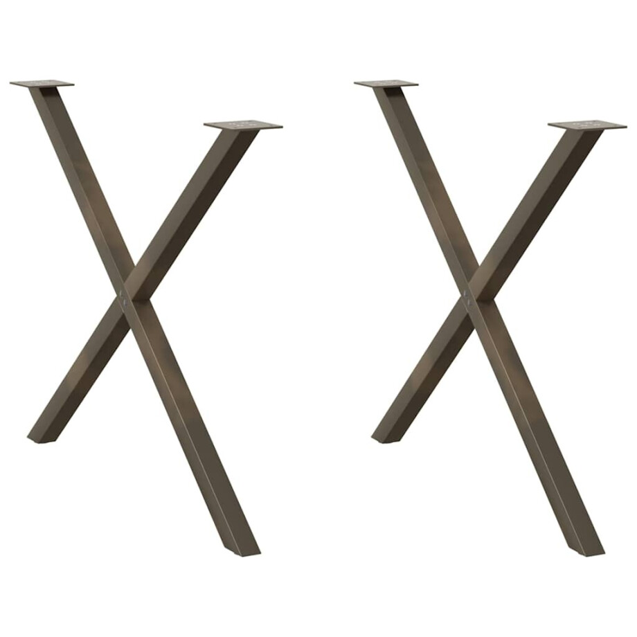vidaXL Eettafelpoten 2 st X-vormig 90x(72-73) cm staal naturel afbeelding 1