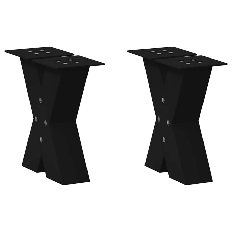 vidaXL Salontafelpoten 2 st X-vormig 30x(30-31) cm staal zwart afbeelding 1