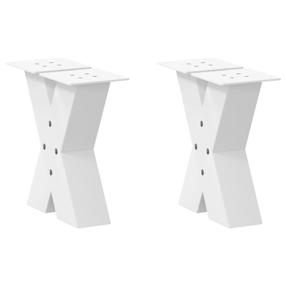 vidaXL Salontafelpoten 2 st X-vormig 30x(30-31) cm staal wit afbeelding 1