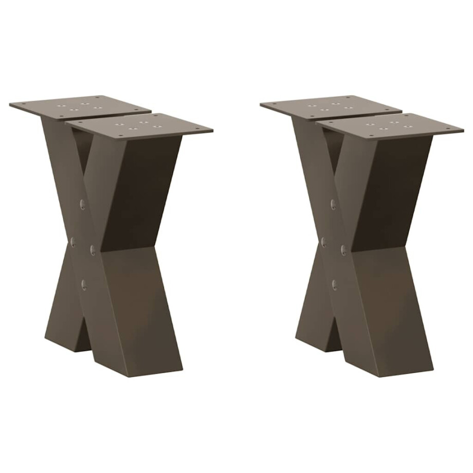 vidaXL Salontafelpoten 2 st X-vormig 30x(30-31) cm staal naturel afbeelding 1