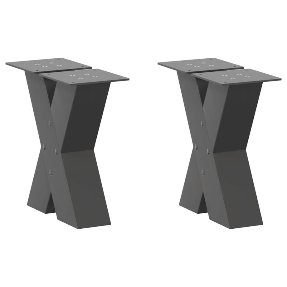 vidaXL Salontafelpoten 2 st X-vormig 40x(30-31) cm staal antraciet afbeelding 1