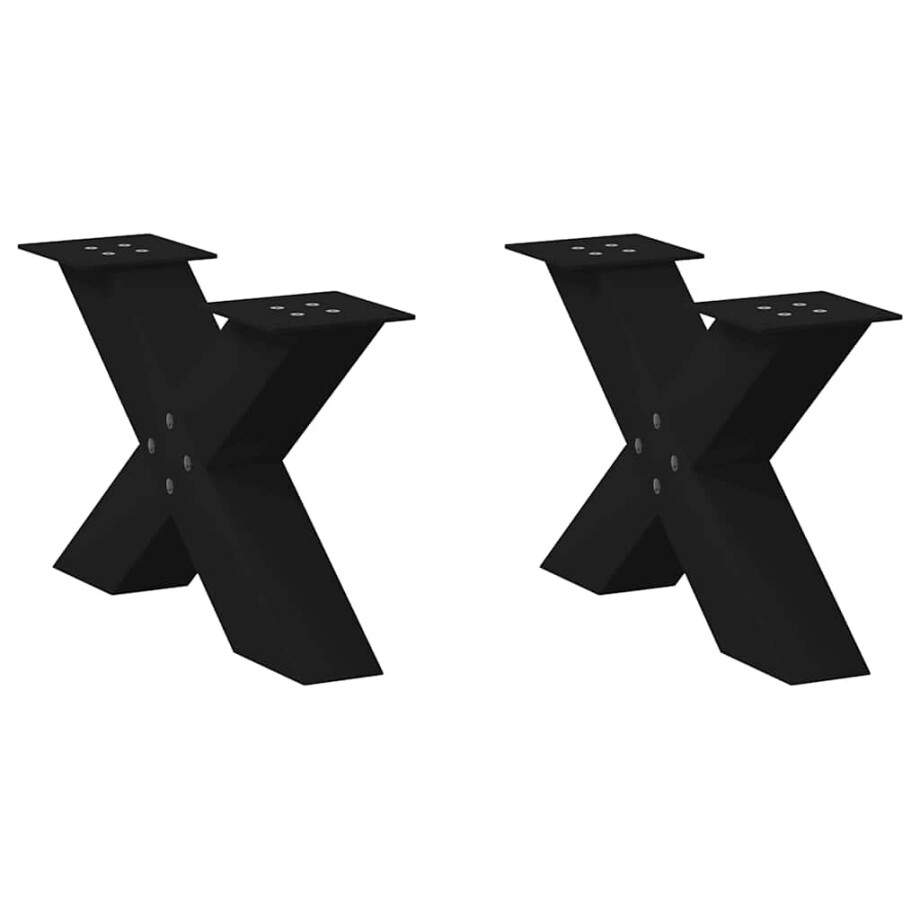vidaXL Salontafelpoten 2 st X-vormig 50x(30-31) cm staal zwart afbeelding 1