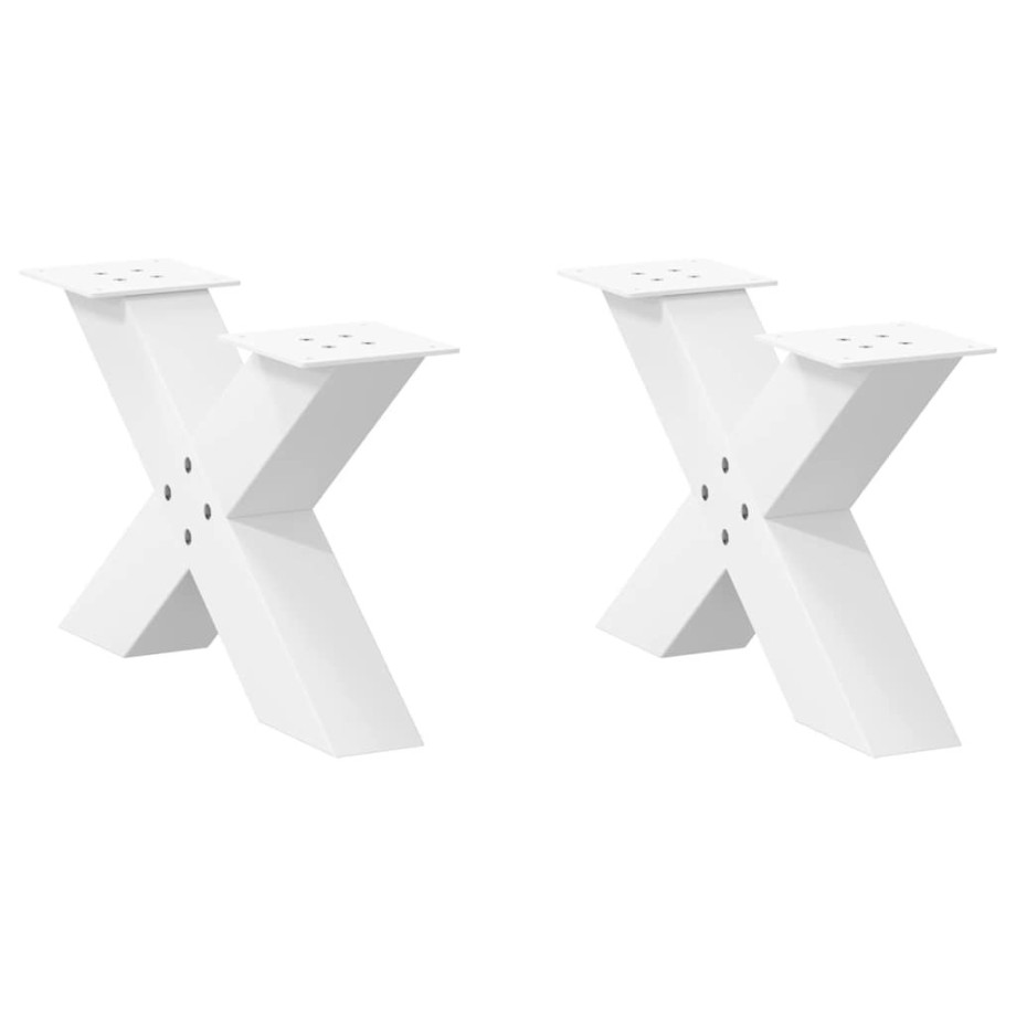 vidaXL Salontafelpoten 2 st X-vormig 50x(30-31) cm staal wit afbeelding 1