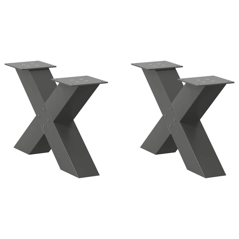 vidaXL Salontafelpoten 2 st X-vormig 60x(30-31) cm staal antraciet afbeelding 1