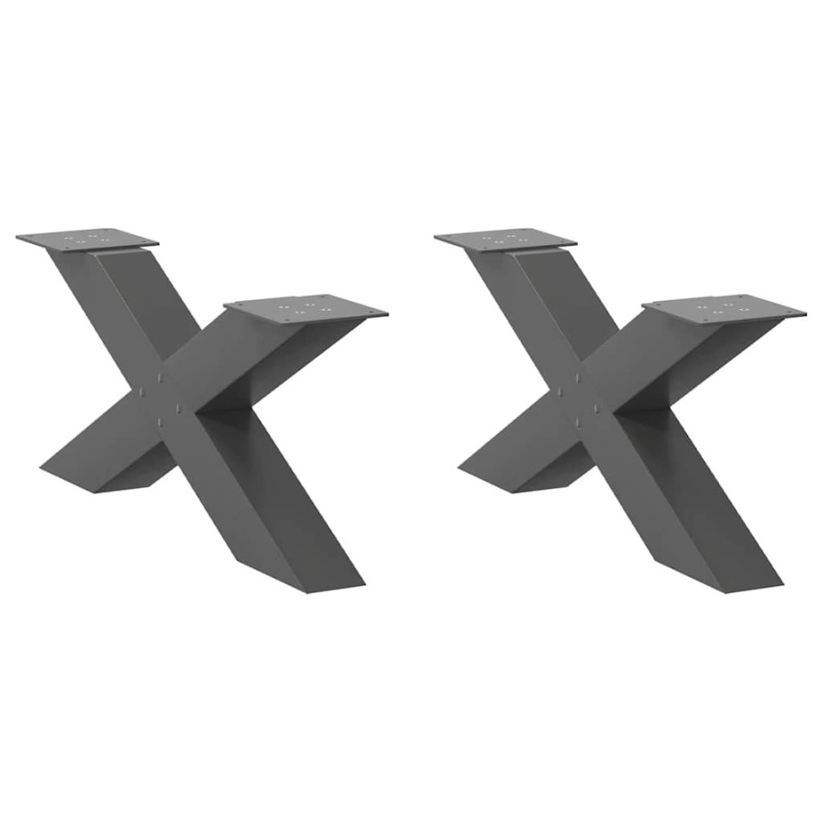 vidaXL Salontafelpoten 2 st X-vormig 70x(30-31) cm staal antraciet afbeelding 1