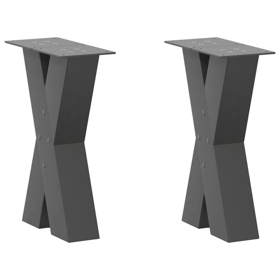 vidaXL Salontafelpoten 2 st X-vormig 28x(42-43) cm staal antraciet afbeelding 1