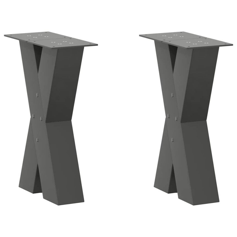 vidaXL Salontafelpoten 2 st X-vormig 38x(42-43) cm staal antraciet afbeelding 1