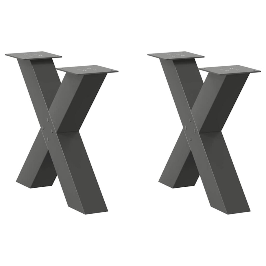vidaXL Salontafelpoten 2 st X-vormig 50x(42-43) cm staal antraciet afbeelding 1