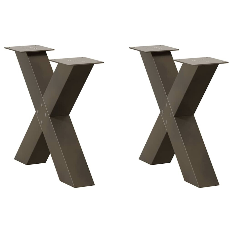 vidaXL Salontafelpoten 2 st X-vormig 60x(42-43) cm staal naturel afbeelding 1