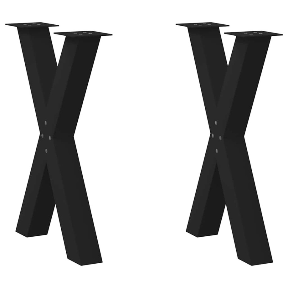 vidaXL Eettafelpoten 2 st X-vormig 50x(72-73) cm staal zwart vidaXL Eettafelpoten 2 st X-vormig 50x(72-73) cm staal zwart afbeelding 1