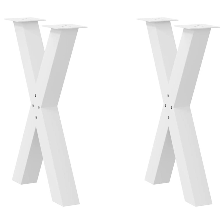 vidaXL Eettafelpoten 2 st X-vormig 50x(72-73) cm staal wit afbeelding 1