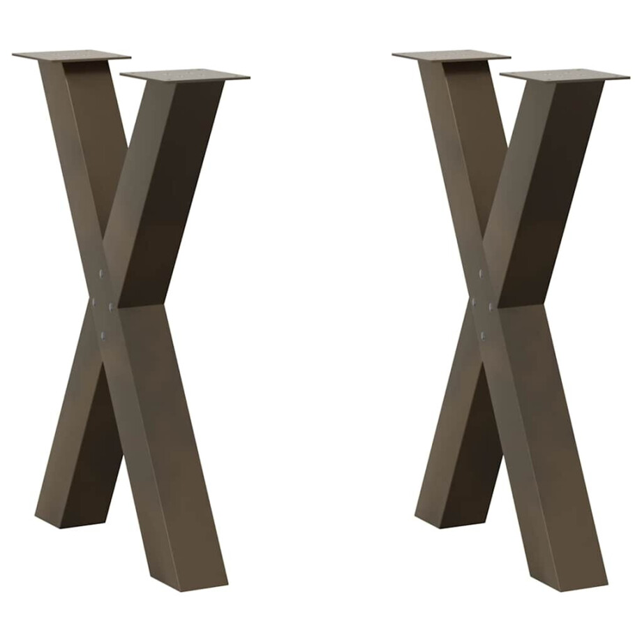 vidaXL Eettafelpoten 2 st X-vormig 60x(72-73) cm staal naturel afbeelding 1
