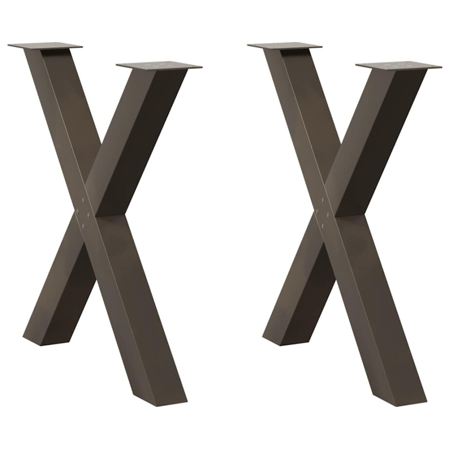 vidaXL Eettafelpoten 2 st X-vormig 70x(72-73) cm staal naturel afbeelding 1
