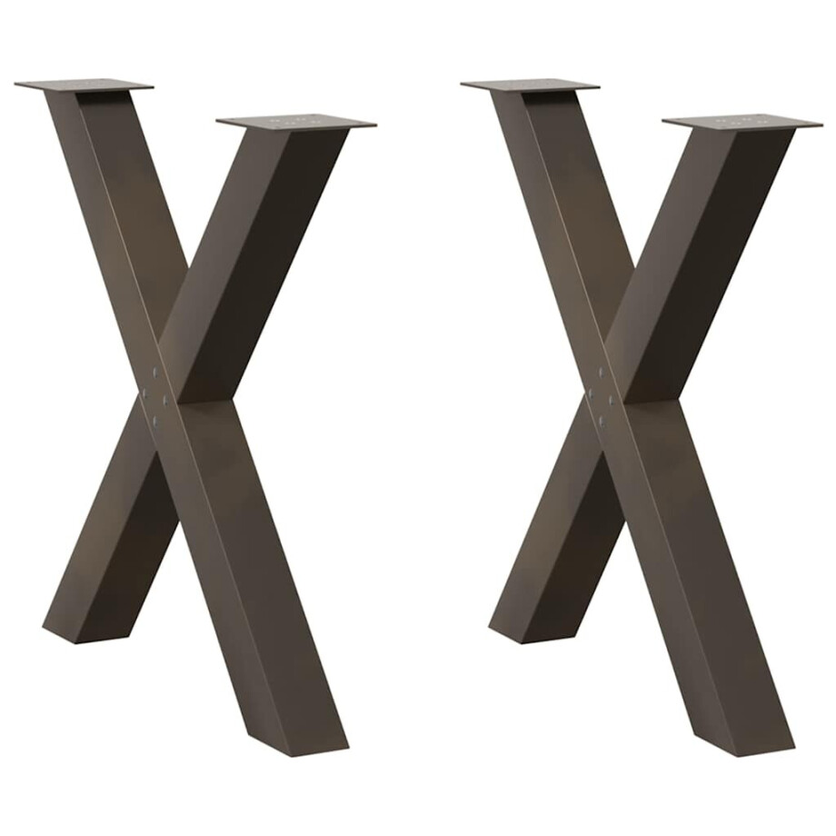 vidaXL Eettafelpoten 2 st X-vormig 80x(72-73) cm staal naturel afbeelding 1