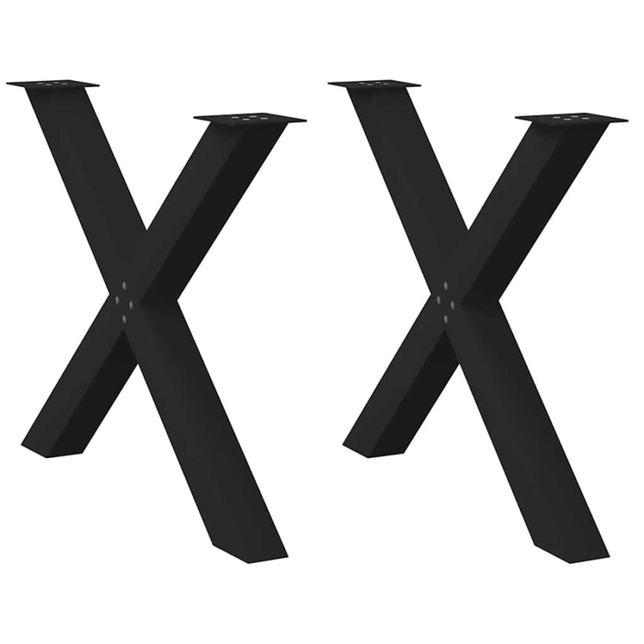 vidaXL Eettafelpoten 2 st X-vormig 90x(72-73) cm staal zwart vidaXL Eettafelpoten 2 st X-vormig 90x(72-73) cm staal zwart afbeelding 1